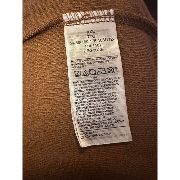 Gap Velour Crew Neck Sweatshirt in Bright Brown Size XXL NWT - Picture 7 of 7